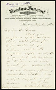 Letter to] My Dear Mr. Garrison [manuscript