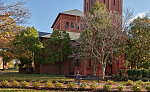 The 1886 Memorial Chapel building at Hampton University, a historially black university in Hampton, Virginia, one of the state's Tidewater-region cities at the place where the James River, Chesapeake Bay, and Atlantic Ocean converge