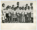 Harlem day camp group with Roy Campanella and Jackie Robinson