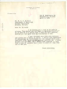 Letter from C. Vann Woodward to W. E. B. Du Bois