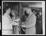 Iris Noble and Delphine Smith are released from jail, Nov. 4, 1948, Hall of Justice, Los Angeles