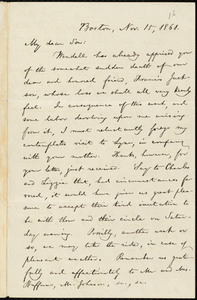 Letter from William Lloyd Garrison, Boston, [Mass.], to William Lloyd Garrison, Nov. 15, 1861