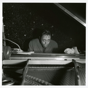 Horace Silver at the November 23, 1955 session for "The Jazz Messengers at Cafe Bohemia (Blue Note) [black-and-white photoprint]