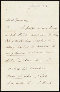 Letter from Wendell Phillips, to William Lloyd Garrison, July 11th [1853]