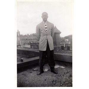 My solid cousin Richard Joseph stands on the roof of a building overlooking Haskins Street in Roxbury, Massachusetts