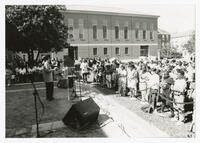 An Unidentified Man on Stage at a Homecoming Activity, October 1992