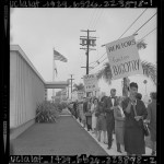 Pickets at Valley Board of Realtors office in protest over board's stance against Rumford Housing Act, Van Nuys, Calif., 1964