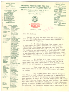 Letter from Walter White to W. E. B. Du Bois