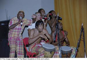 Musicians performing Lift Up Jamaica musical number