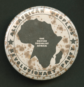 Pinback button promoting All-African People's Revolutionary Party