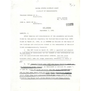 UFP orders September 3, 1985.