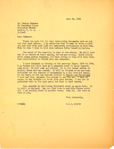 Letter from W. E. B. Du Bois to George Padmore