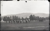 Army band in formation at Fort Missoula