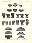 1, 3, 5 et 6. Poteries faites par les Basongo Meno pour les Bangongo.--2 et 4. Poteries Bangongo.--7, 9, 13 à 17 et 19. Coupes Bambala.--8, 12 et 18. Hanapes à l'huile Bangongo.--20, 21, 22 et 25. Boîtes à fards Bambala.--23 et 24. Boîtes à fards Bangongo