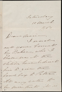 Thumbnail for Letter from Deborah Weston, [Boston, Mass.], to Maria Weston Chapman, Saturday, 10 March 1860