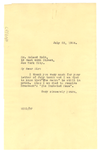 Letter from W. E. B. Du Bois to Henry Holt and Company