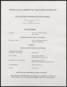 Program: Volunteer Appreciation Soiree