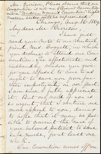 Letter from Mary Ashton Livermore, Chicago, [Ill.], to William Lloyd Garrison, Aug[ust] 16. 1869