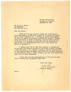 Letter from James E. Stamps to W. E. B. Du Bois