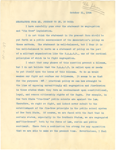 Memorandum from James Weldon Johnson to W. E. B. Du Bois