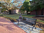 Artist John Hair's seated statue of Mary Peake at Hampton University, a historically black university in Hampton, Virginia, one of the state's Tidewater-region cities at the place where the James River, Chesapeake Bay, and Atlantic Ocean converge