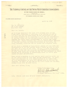 Letter from National Council of the Young Men's Christian Associations of the United States of America to W. E. B. Du Bois