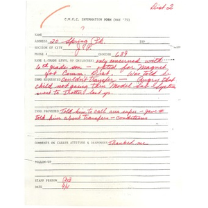 District II CWEC information form, September 1975.