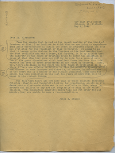 Letter from James E. Stamps to Ernest R. Alexander