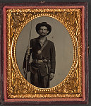 Thumbnail for [Unidentified soldier in Union uniform with rifle, saber bayonet, and revolver]