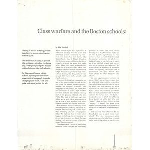 Class warfare and the Boston schools The view from room 326.