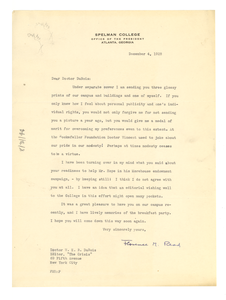 Letter from Spelman College to W. E. B. Du Bois