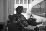 Margaret Walker Alexander with letters, Donald Gallup, in office at Beincke Library at Yale University, 1978.(YSP 25-78-4)