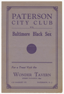 Paterson City Club vs. Baltimore Black Sox