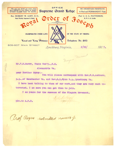 Letter from Robert W. Goff to F. M. Murray