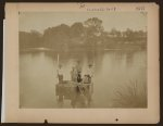 [Military construction in northern Virginia: five men in three blanket boats strapped together on the Potomac River]