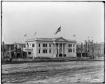 Visitors at the Alaska building