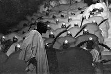 Scene from the morality play "Heaven Bound," staged by the Big Bethel African Methodist Choir, at the Atlanta Theatre (23 Exchange Place), Atlanta, Georgia, August 1937