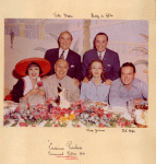 Publicity photo of (From top left clockwise) Victor Moore, Buddy DeSylva, Bob Hope, Vera Zorina, unidentified man, and Irene Bordoni for the motion picture Louisiana Purchase