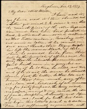 Letter to] My dear Miss Weston [manuscript