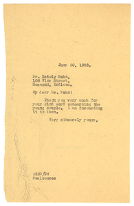 Letter from W. E. B. Du Bois to Hedwig Kuhn