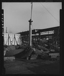 Baltimore, Maryland. Fitting the shaft to the screw during the construction of the Liberty ship Frederick Douglass at the Bethlehem-Fairfield shipyards