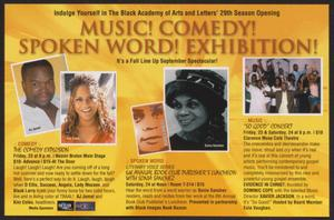 Flyer: Music! Comedy! Spoken Word! Exhibition!