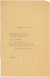 Letter from W. E. B. Du Bois to Marian M. Hadley