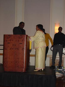 Speaker receiving gift during BHM banquet 2006