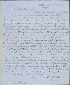 Letter from Clark Aldrich, Upton, [Massachusetts], to Samuel May, 1850 Sept[ember] 7th