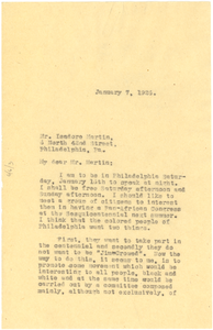 Letter from W. E. B. Du Bois to Isadore Martin