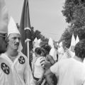 Civil rights activists Sheyann Webb and Rachel Nelson demonstrating at a Ku Klux Klan march in Selma, Alabama.