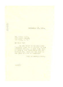 Letter from W. E. B. Du Bois to Frank Horne