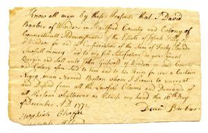 Agreement for sale of Boston, an enslaved man, in Connecticut