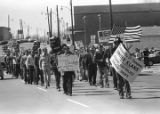 United Klans of America march through downtown Gadsden, Alabama.